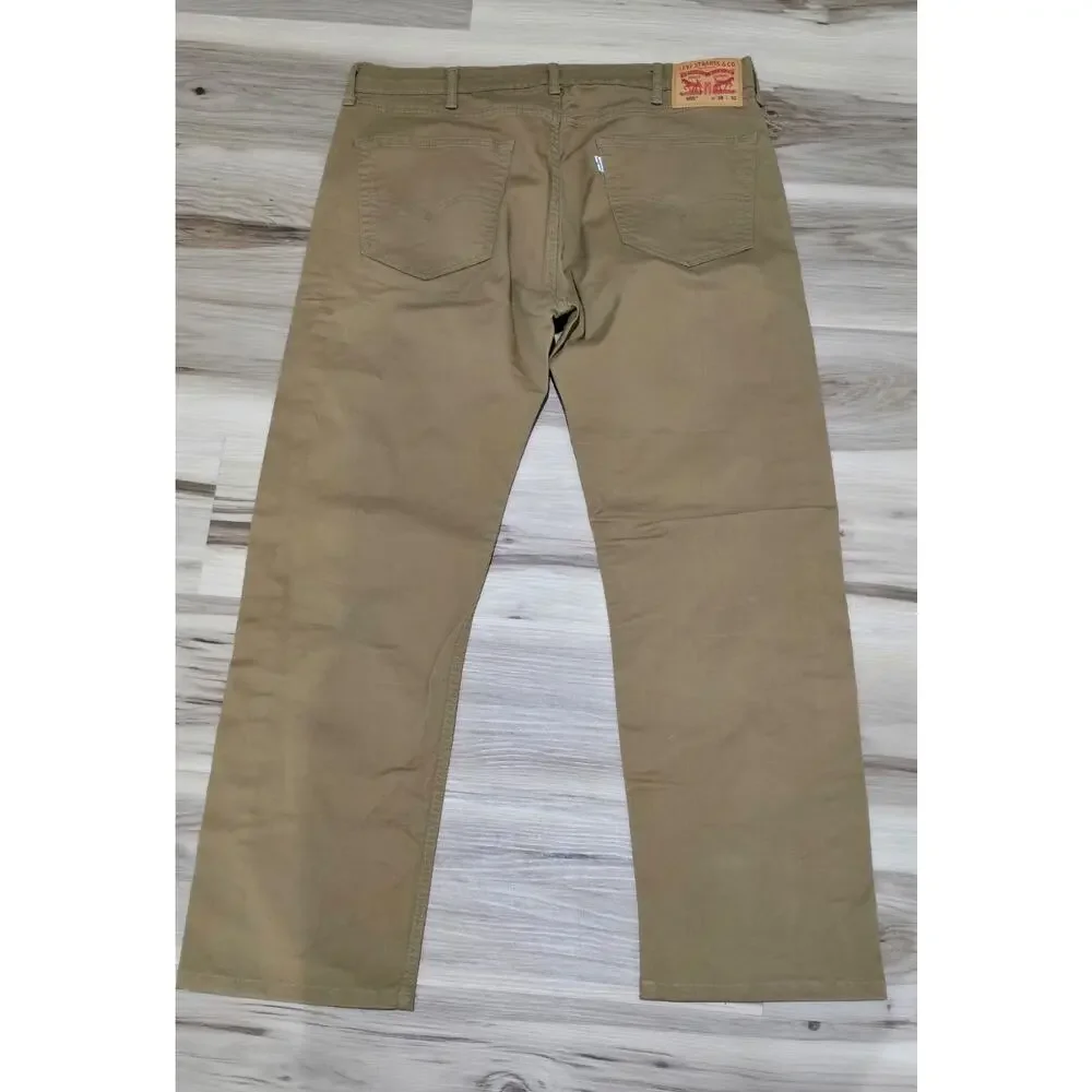 Levi’s 505 Regular Fit Jeans Mens 38x29 Tan / Khaki Straight Color Denim